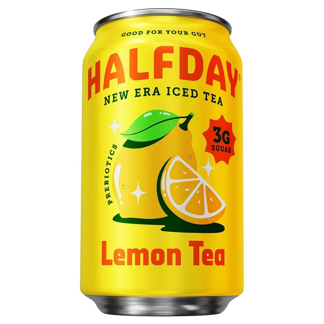 Halfday, Prebiotic Lemon Iced Tea, 12 Fl Oz Can