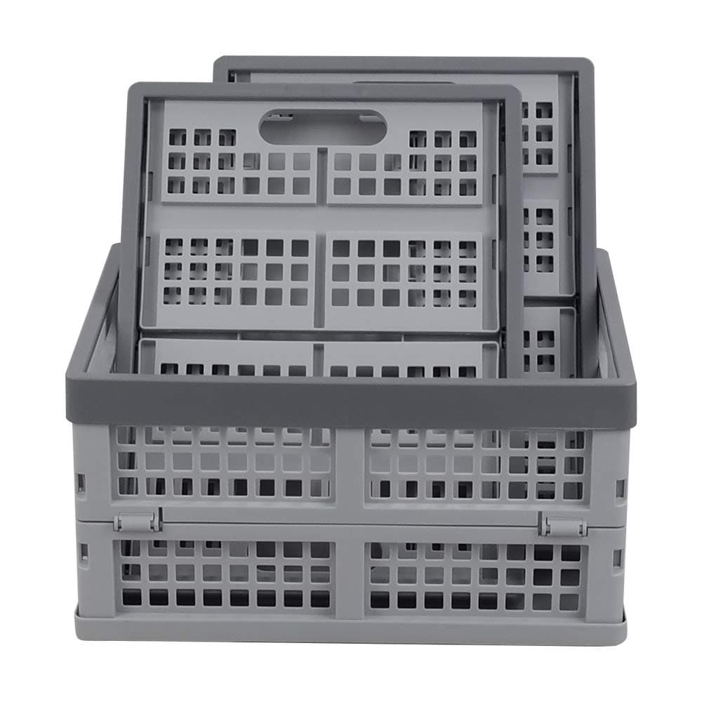 Kiddream3-pack Plastic Folding Crate, 14 Liter Collapsible Storage Crates Basket