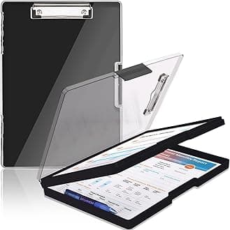 SFLHHDM Clipboard with Storage,Heavy Duty Clip Boards 8.5x11 with 2 Storage Case,Clear Visible Panel Storage Clipboards,Side Opening Nursing Clipboard Folder for Office Supplies-Black