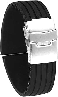 Hemobllo 24Mm Silicone Watch Strap Waterproof Band with Deployment Clasp Quick Release for Sports and Diver Watches