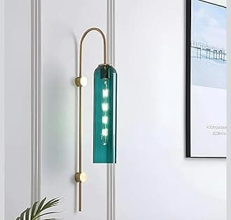 Antique Indoor Long Glass Wall Light for Living Room, Bedroom, Dining Area, Cafe, Bar, Restaurant & Home Decor with 30cm Long Bulb (Teal Green)