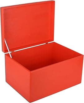 - Large Red Wooden Box Storage with Hinged Lid | 15.8x11.8x9.44in (+-0.5) | Keepsake Gift Box Storage Document | Wood Chest Trunk Product NOT Intended for 15 Years OR Below
