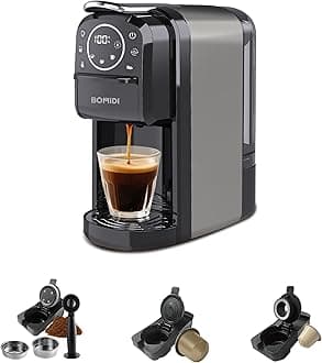 3-IN-1 Capsule Coffee Machine, 20 Bar High Pressure with Adjustable Temperature 55-100°C, 700mL Detachable Water Tank, Smart LED Display, Compact for Home, Office & Travel