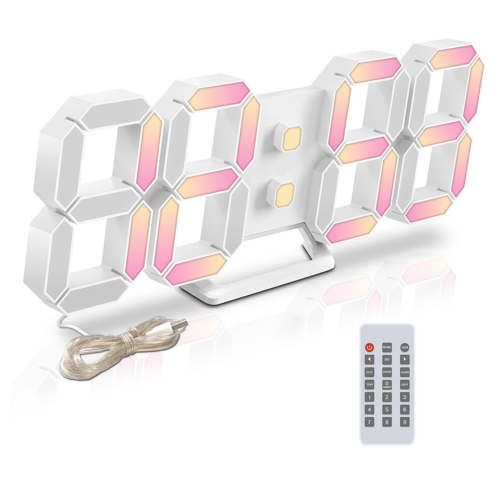 Deeyaple 3D Led Digital Alarm Clock 9.7Inch Color