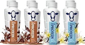 High Protein Nutrition Shake Variety Pack – 30g Protein per Bottle | Vanilla & Chocolate Assortment (8 Pack) | 2g Sugar & 150 Calories | Enriched with 8 Naturally Occurring Vitamins & Minerals | Meal Replacement Drink