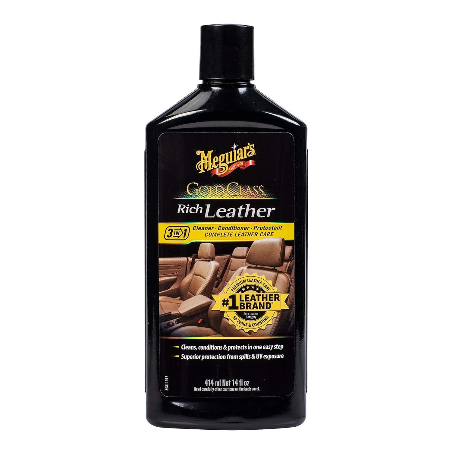 Meguiar's G7214 Gold Class Rich Leather Lotion - Cleans, Conditions & Protects for Complete Leather Care - 14 Oz Bottle