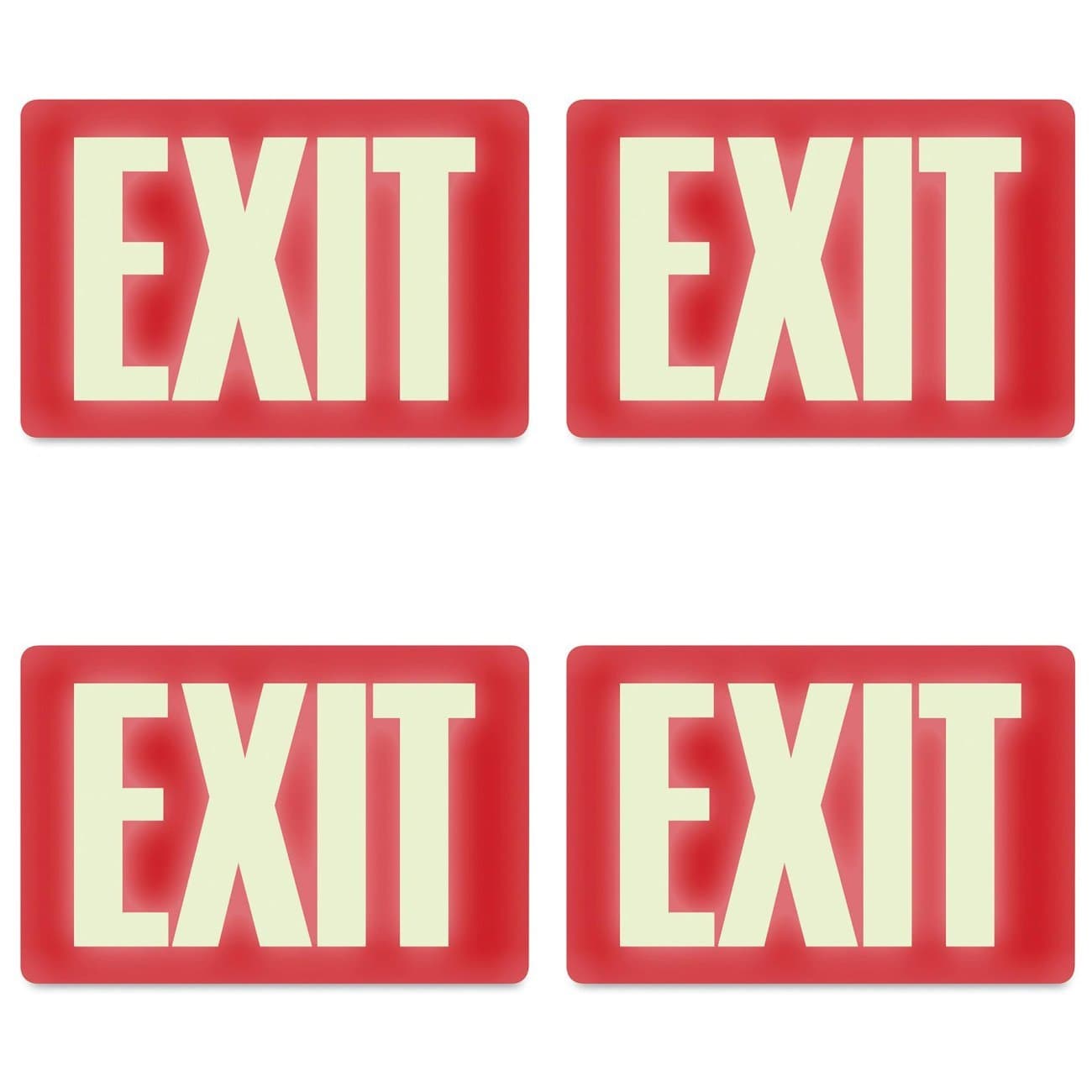 Headline Sign 4792 Glow-in-The-Dark Exit Sign, 8 Inches by 12 Inches, 4 Packs