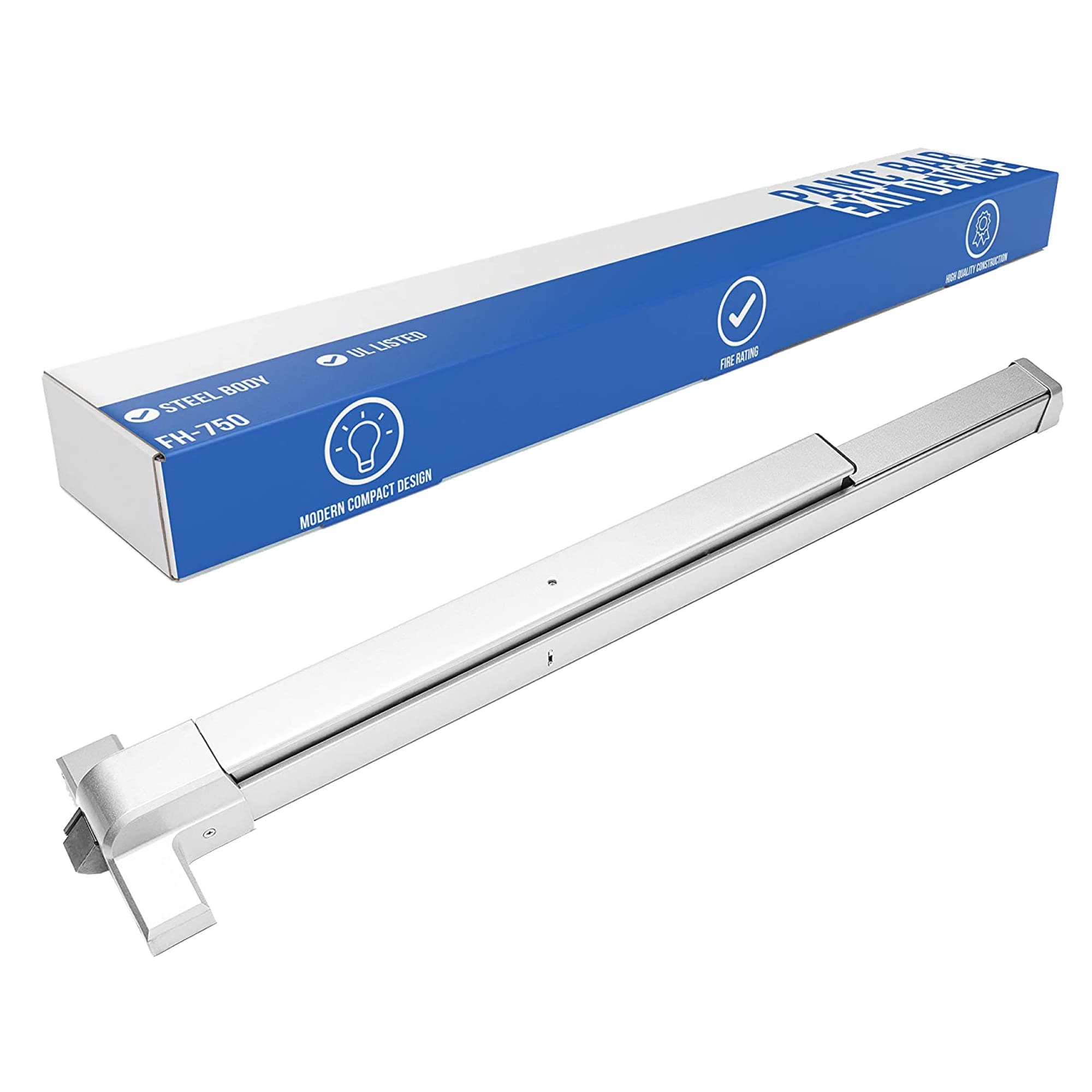 FORTSTRONG FS-750 Series Panic Bar Exit Device - Push Bar for Exit Doors - Aluminium Silver Finish - Fitting Instructions