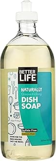Dish Soap, All Natural, Lemon Mint, 22 Fluid Ounce (Pack of 6)