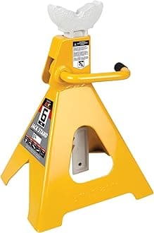 Performance Tool W41023 Ratchet Style Jack Stand Set for Lifting Vehicles During Maintenance, Yellow, 6-Ton
