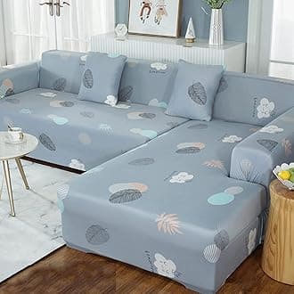 1 pcs Sectional Couch Covers, Printed L-Shaped , Stretch Couch Slipcovers for Sectional Sofa,Suitable for combined chaise longue cover (Pattern XUANYE,4 seat )