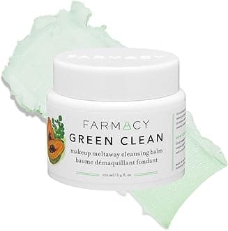 - Makeup Remover Cleansing Balm - Green Clean Waterproof Makeup Remover Balm + Oil Cleanser for Face - Gently Melts Make Up + SPF - Hydrates + Softens Skin with Super Greens + Papaya (100ml)