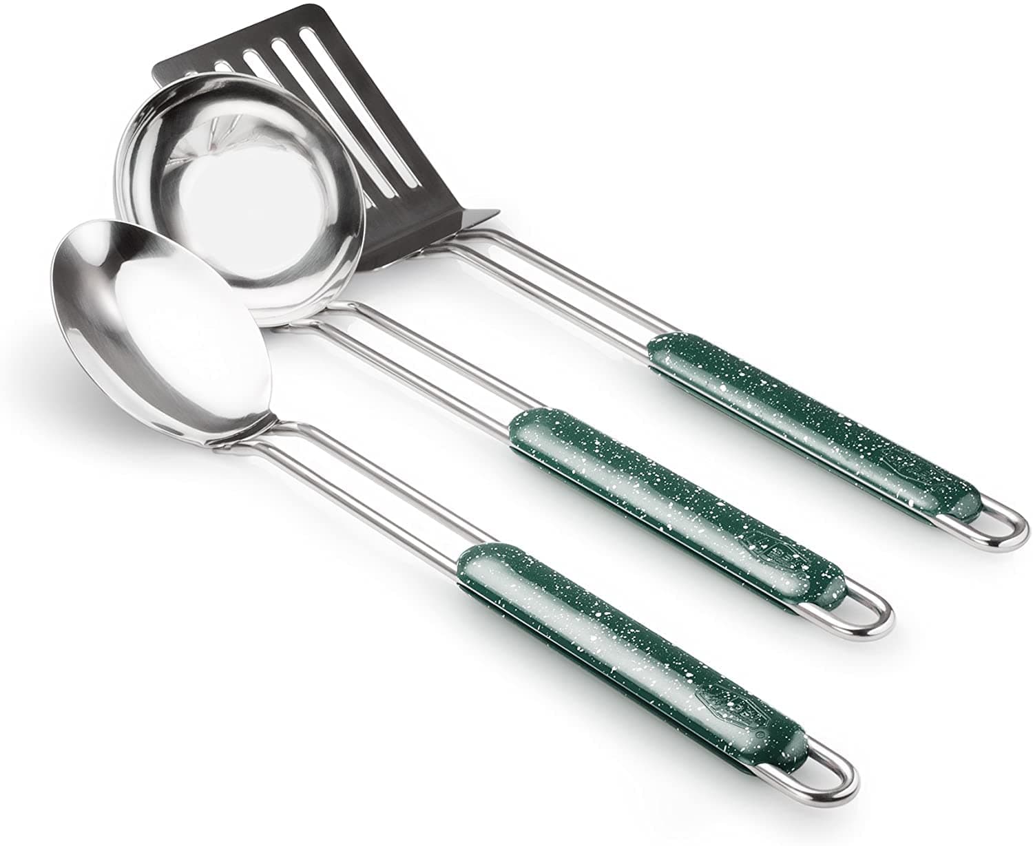 GSI Outdoors Pioneer Chef's Tools | 14.5" Enamelware Kitchen Tool Set for Camping, Cabin, and Everyday Kitchen