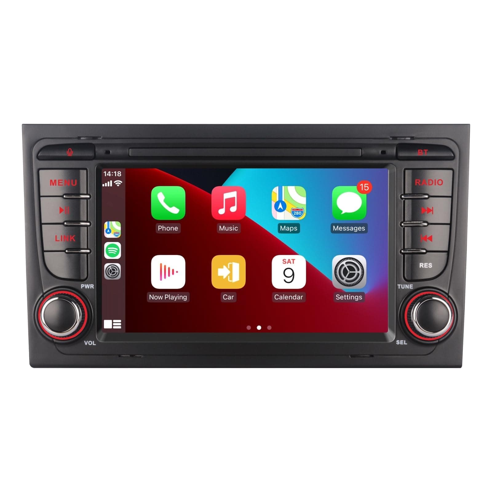 [Upgrade] Car Stereo Compatible with Wireless Carplay/Android Auto for Audi A4 S4 RS4 2002-2008 with 7 inch IPS Touch Screen/Bluetooth/Mirror Link/FM/AM/USB/Rear View Camera