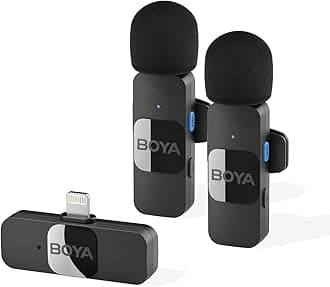 BOYA Wireless Lavalier Microphone for iPhone iPad Phone Omnidirectional External Mini Lapel Lightning Microphone for iPhone Clip-On Mic for Video Recording Podcast YouTube Live Streaming