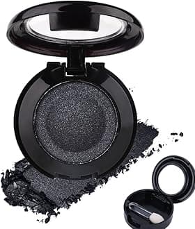 Single Black Matte Shimmer Eyeshadow,Bright High Pigment Intense Monochrome Eye Shadow,Comes With Eyeshadow Brush and Mirror,24 Hour Eye Makeup Longwear Waterproof,Blendable