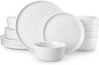 MALACASA 18 Piece Dinner Sets for 6 People, White Porcelain Crockery Set with Plates and Bowls, Premium Chip & Scratch Resistant Ceramic Dinnerware Sets, Microwave and Dishwasher Safe, Lexi Series