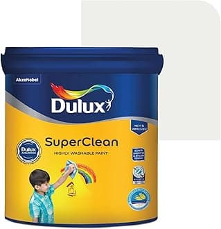 Dulux SuperClean Interior Emulsion Paint For Walls | Soothing Sheen & Rich Finish | Washable & Easy To Clean | Water Based Durable Paint (1L, White on White)