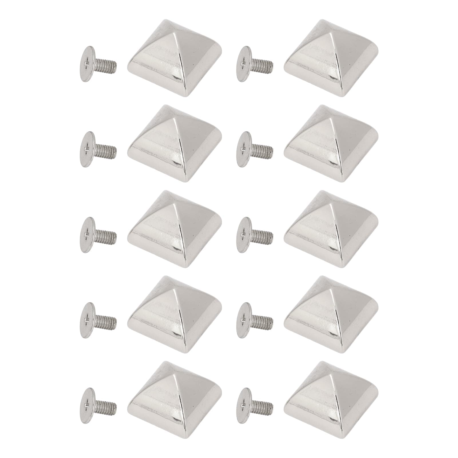 20 Sets Four Pine Rivets Pyramid Bolts Pyramid Rapid Rivet, Pointed Screw Rivets Punk Spikes Leather Craft Decoration for Clothing Straps Bags Shoes Shoes (Silver)