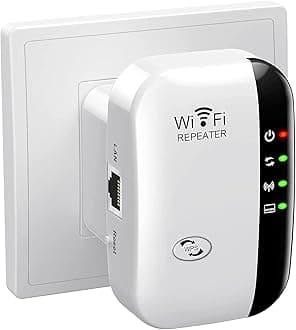 WiFi Extender Signal Booster Up to 5000sq.ft and 55 Devices, WiFi Range Extender, Wireless Internet Repeater, Long Range Amplifier with Ethernet Port,1-Key Setup, Access Point, Alexa Compatible