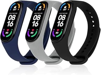 Ainiv Strap Replacement Compatible with Xiaomi Mi Band 7/Mi Band 6/Mi Band 5/Mi Band 4/Mi Band 3, 1/2/3/20pcs Silicone/Knitted/Stainless Steel Replacement Watchband Adjustable Sports Strap