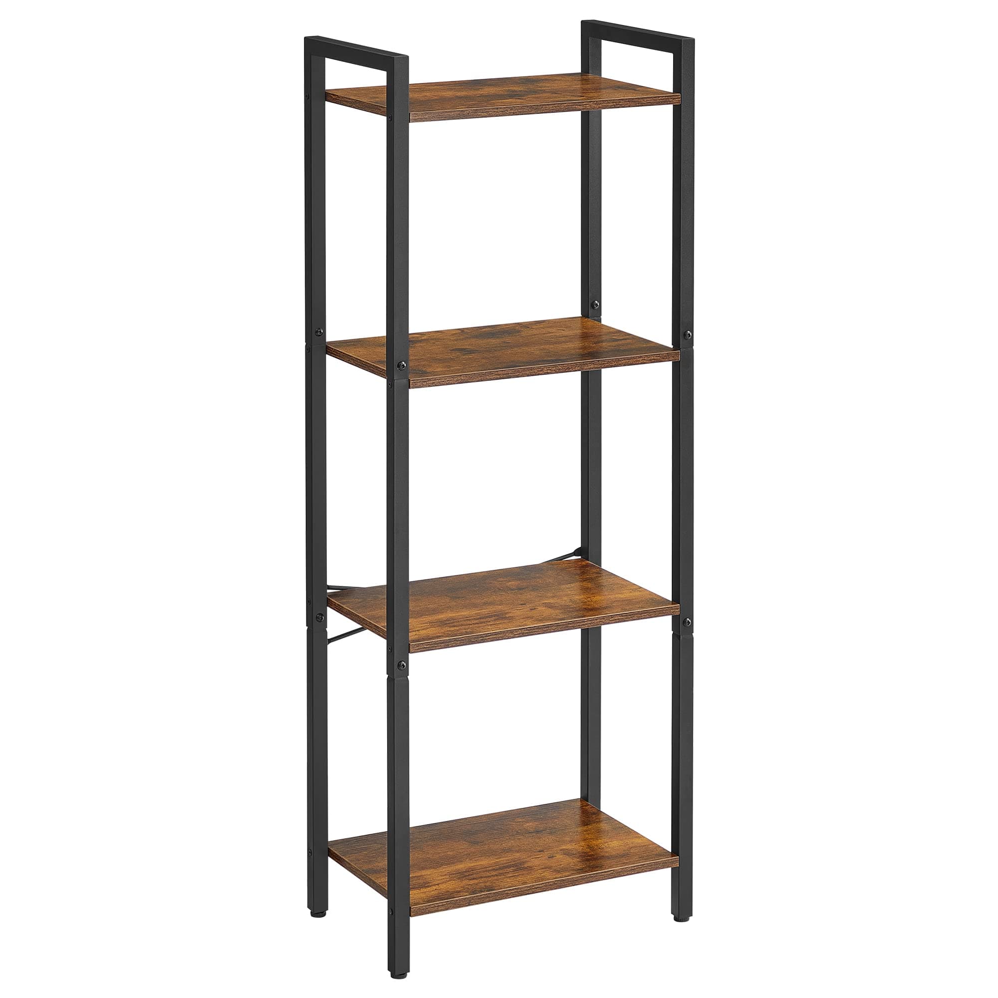 VASAGLE 4-Tier Bookshelf, Bookcase, Shelving Unit, for Office, Study, Living Room, Bedroom, 24 x 40 x 107 cm, Industrial, Rustic Brown and Ink Black LLS099B01