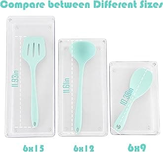 ihomecooker 5 Pack Clear Plastic Drawer Organizer Tray Cutlery Utensil Makeups Drawer Silverware Organizers 12" X 6"