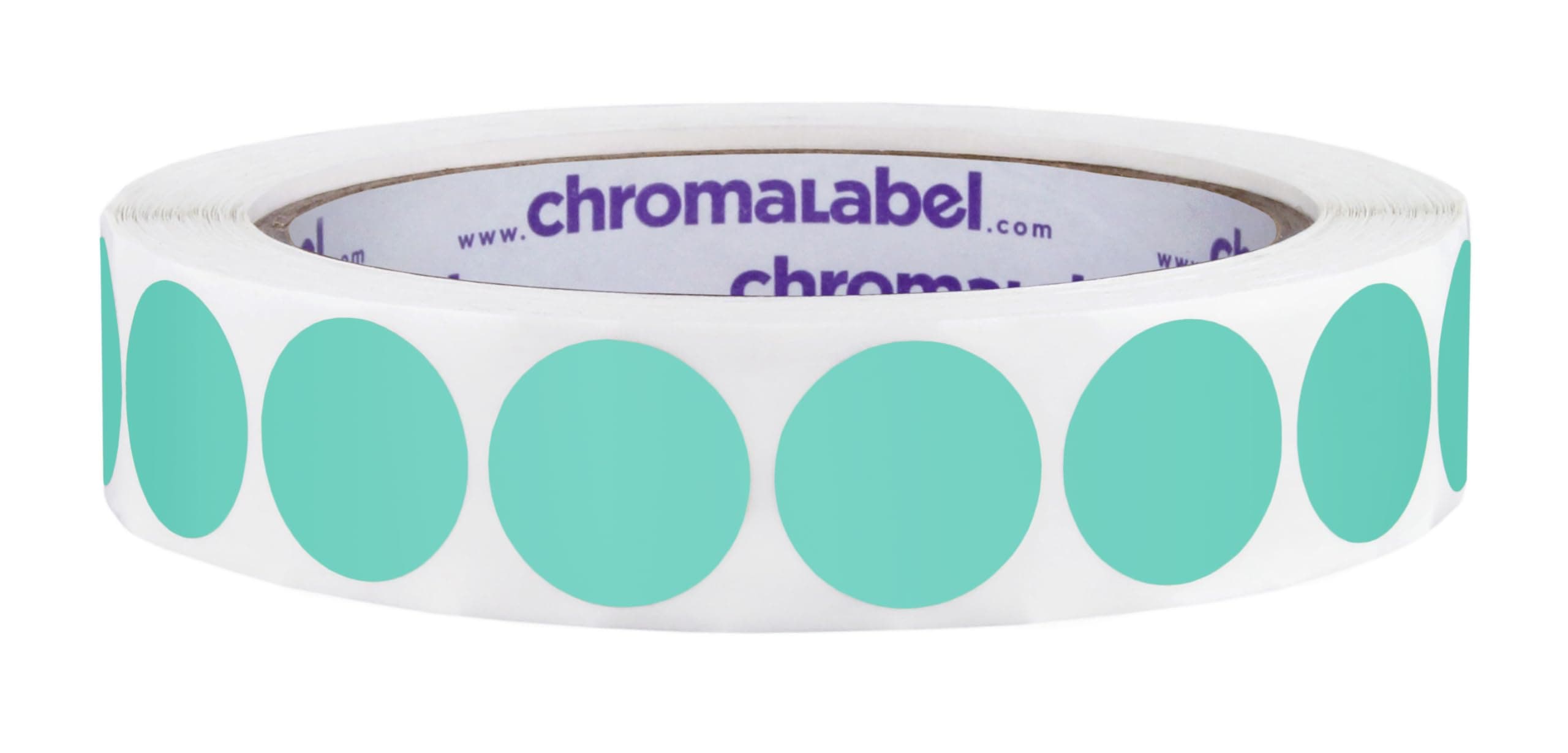 ChromaLabel 0.75 Inch Round Label Permanent Color Code Dot Stickers, 1000 Labels per Roll, Aqua