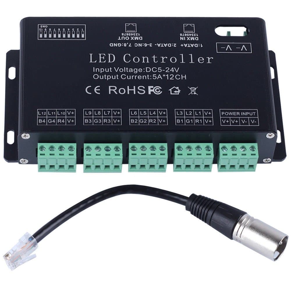 Wosonku DC5V-24V 12Channel RGB DMX LED controller DMX decoder&driver LED strip module