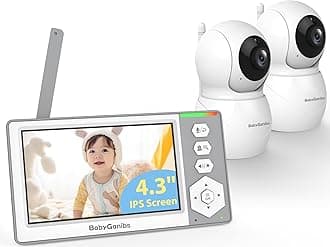 Baby Monitor with 2 Cameras Standby for 26-Hour Battery, Remote Control 4.3'' IPS Video Baby Monitor No WiFi Up to 1000ft Range, ECO, Night Vision, Temperature, 2-Way Talk, 8 Lullabies