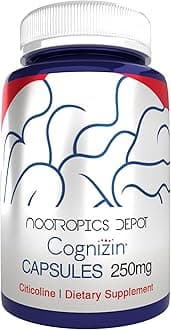 Nootropics Depot Cognizin Citicoline Capsules | 180 Count | Choline Supplement | Brain Health Supplement | Regulates Memory and Cognitive Function | Supports Attention, Focus and Recall