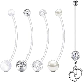 LAURITAMI Pregnancy Belly Button Rings 14G Clear Acrylic Bioflex CZ Sport Maternity Belly Navel Ring Barbell Body Jewelry Piercing