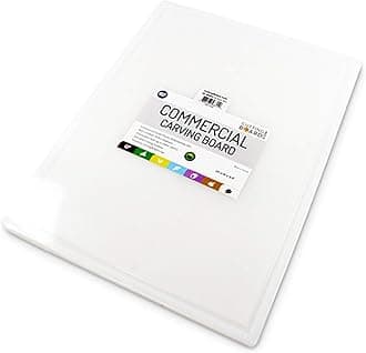 Thirteen ChefsCommercial Plastic Carving Board with Groove, NSF Certified, HDPE Poly, 24 x 18 x 0.75 Inch, White