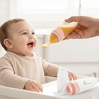 R for Rabbit First Feed Food Feeder with 90ml Capacity for 4M+ Baby, Premium Soft Silicone Food Grade BPA Free for Cereals, Infant, Kids (Pink)