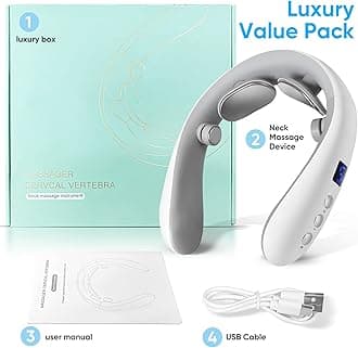 Neck Massager with Heat, Portable Electric Neck Massager for Pain Relief Deep Tissue, 10 Modes&16 Levels, 130g Ultra-Light Wear, Relax Gift for Her/Him/Friend/Dad/Mom