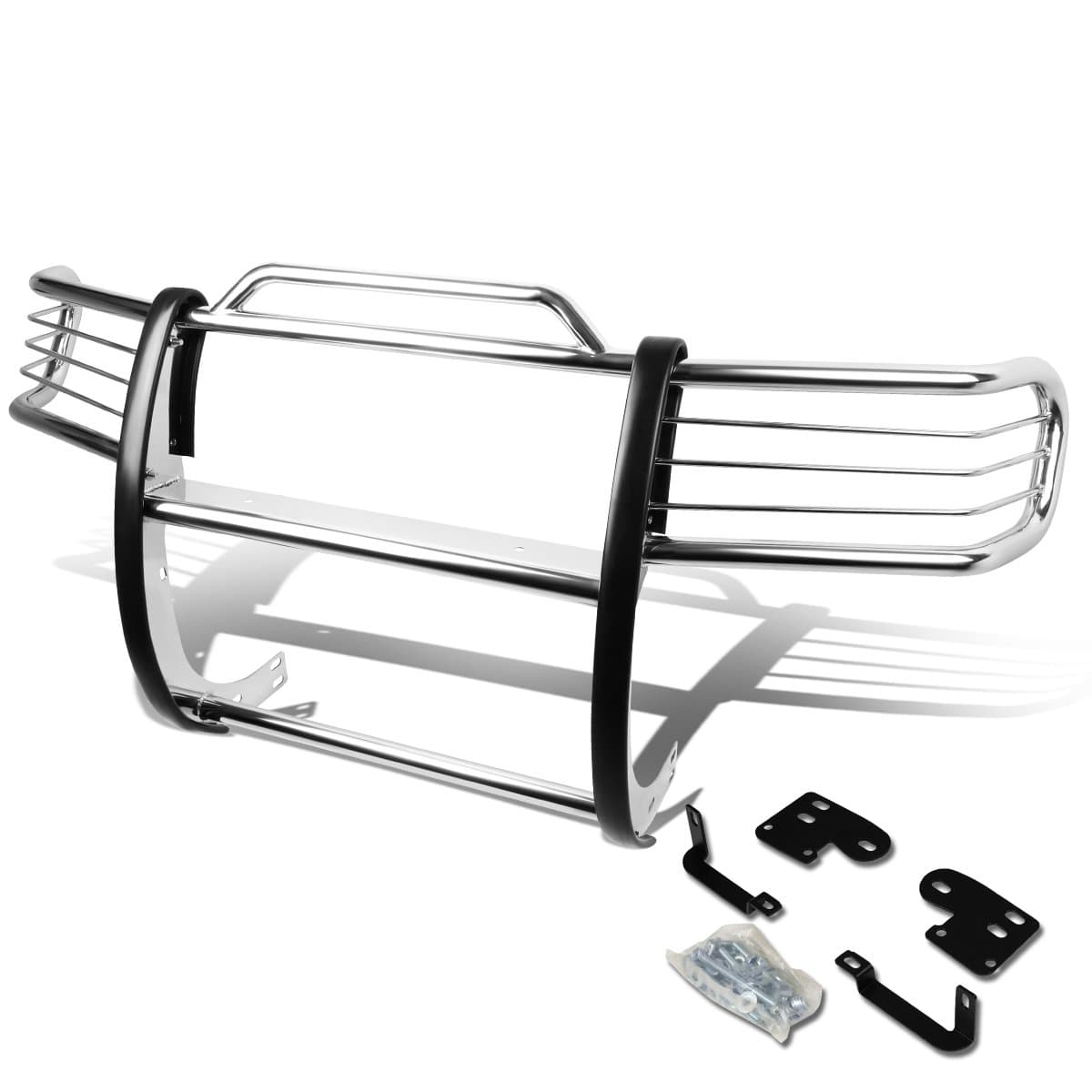 Auto Dynasty Compatible with Frontier Xterra Front Bumper Protector Brush Grille Guard (Chrome)