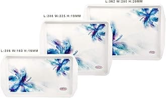 ASIAN Franco Trays Set of 3 Plastic Serving Trays for Tea Snacks, Assorted, Small Tray/Medium/Large