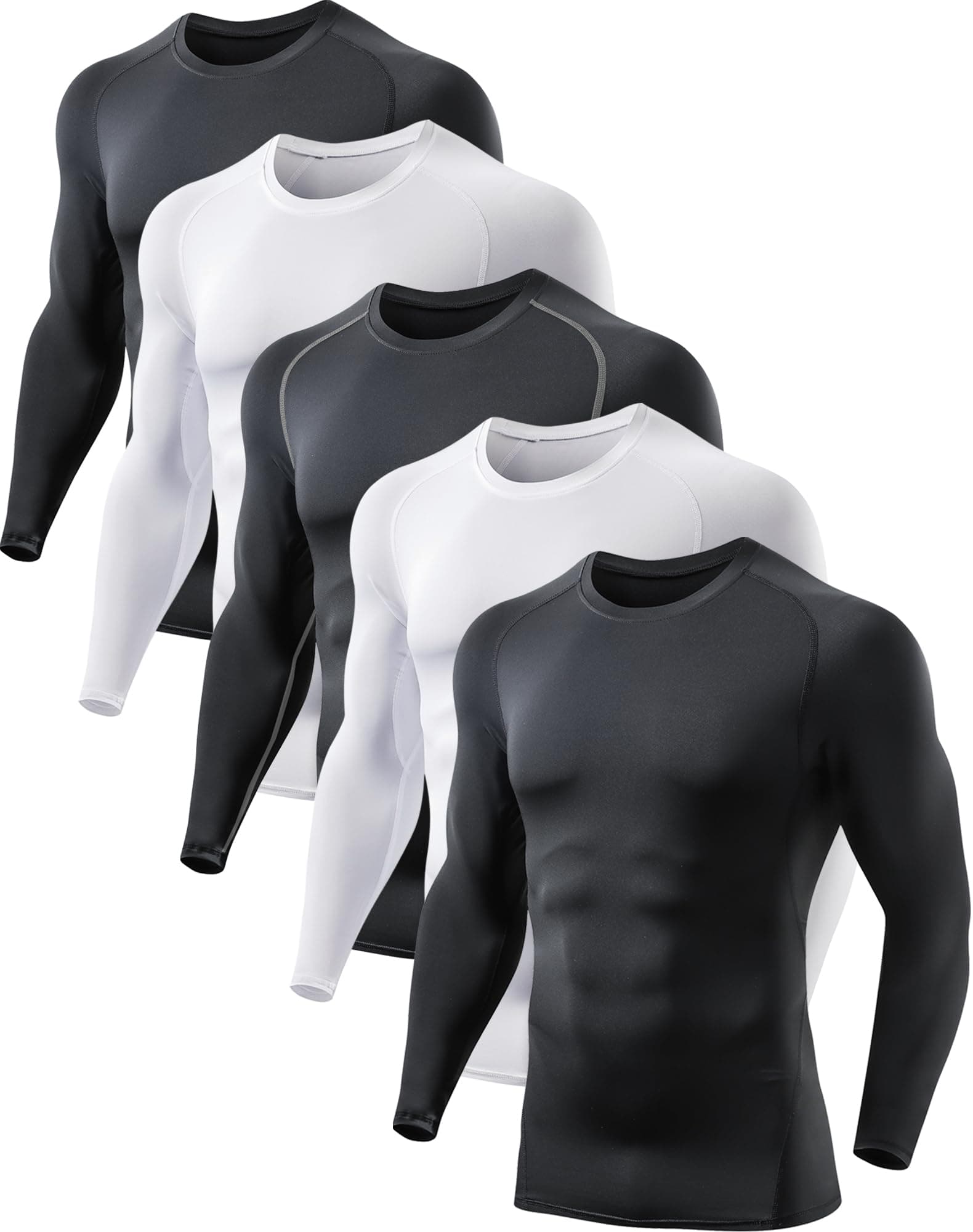 5 or 4 Pack Compression Shirts for Men Long Sleeve Athletic Base Layer Undershirt Gear T Shirt for Workout