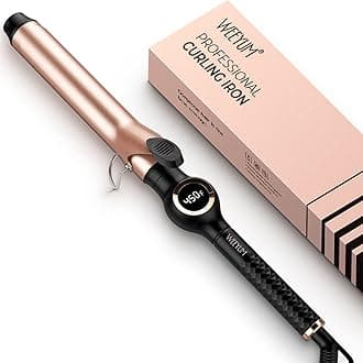 1 1/4 Inch Ceramic Tourmaline Hair Curling Iron, Long Barrel Curling Wand, Double Voltage(100-240V)