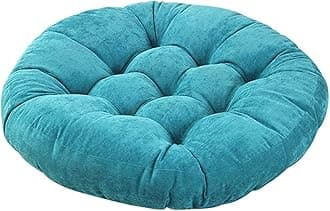 Solid Garden Patio Seat Cushion Pouf Chair Cushion Round Chair Pad Home Floor Cushion 22 Inch Throw Pillows Indoor/Outdoor Blue