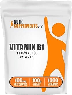 BulkSupplements Thiamine HCl Powder - Thiamine Hydrochloride, B1 Vitamins, Thiamine B1 Supplement, Thiamine 100mg - Gluten Free, 100mg per Serving, 100g (3.5 oz) (Pack of 1)
