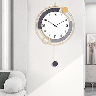 Decorative Wall Clocks with Pendulum,Silent Quality Quartz Battery Operated,Large Wall Clock for Living Room,Kitchen,Home,Bathroom,Bedroom Wall Decor,16x25.6inch