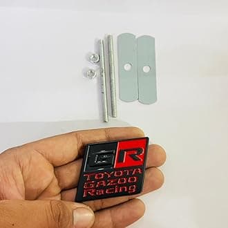 Grill Stickers & L.ogo Car Bike Metall. Car Emblem Premium Metal. Sign Logo Sport Sticker 3D Badge Metal. L.ogo Me.t.al Grill Logo (Black RED Square GR Toyota 5.2cmx4.5cm Grill L.OGO
