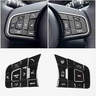 Daeiclru Steering Wheel Button Trim Sticker Compatible with Jaguar XE XEL XF XFL F-PACE E-PACE F-Type, Alloy Steering Wheel Button lnner Decoration Cover 10PCS (High-Configuration, Black)