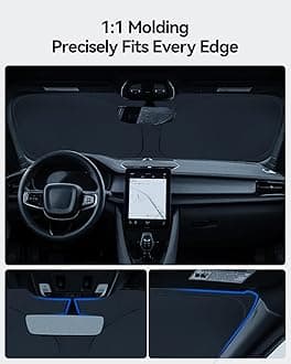 Windshield Sunshade for 2021 2022 2023 2024 2025 Polestar 2 Accessories Foldable Sun Shield Block UV Rays with Dual-Silver Coating& Nano Ice Crystal Cooling Keeps Car Interior Cool& Protected