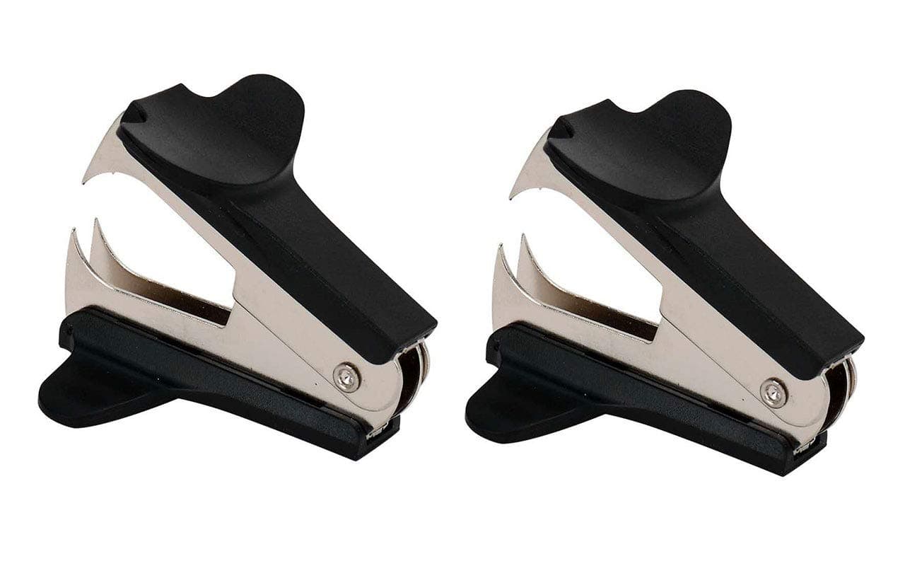2 Pack Lightweight Staple Remover Puller Tool with Steel Jaw for Office School Home Black