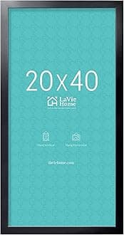LaVie Home 20x40 Poster Frame Black, Display Pictures 10x30 with Mat or 20x40 Without Mat, Stable and Sturdy Picture Frame with Polished Plexiglass, Horizontal and Vertical Format of The Wall（1 Pack）