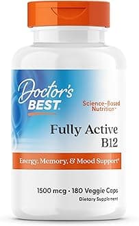 Fully Active B12 1500 Mcg, Supports Energy, Mood, Circulation, Non-GMO, Vegan, Gluten Free, 180 Count
