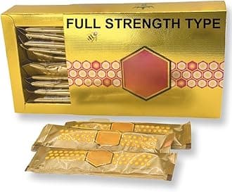 Large 12 Pack of Original Extra Strong Full Strength Natural Honey Pack Enriched with Natural Jelly - Bee Pollen from Ginseng Blossoms & Herbs, Full 12ct Box of 20G Each Honey Sachets Pouches