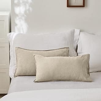 Simple&Opulence 100% Linen Lumbar Pillow Cover 12 x 20 Inches Set of 2 Rectangular Decorative Throw Cushion Cover for Couch Sofa Bed Living Room Office Soft Breathable Farmhouse - Linen